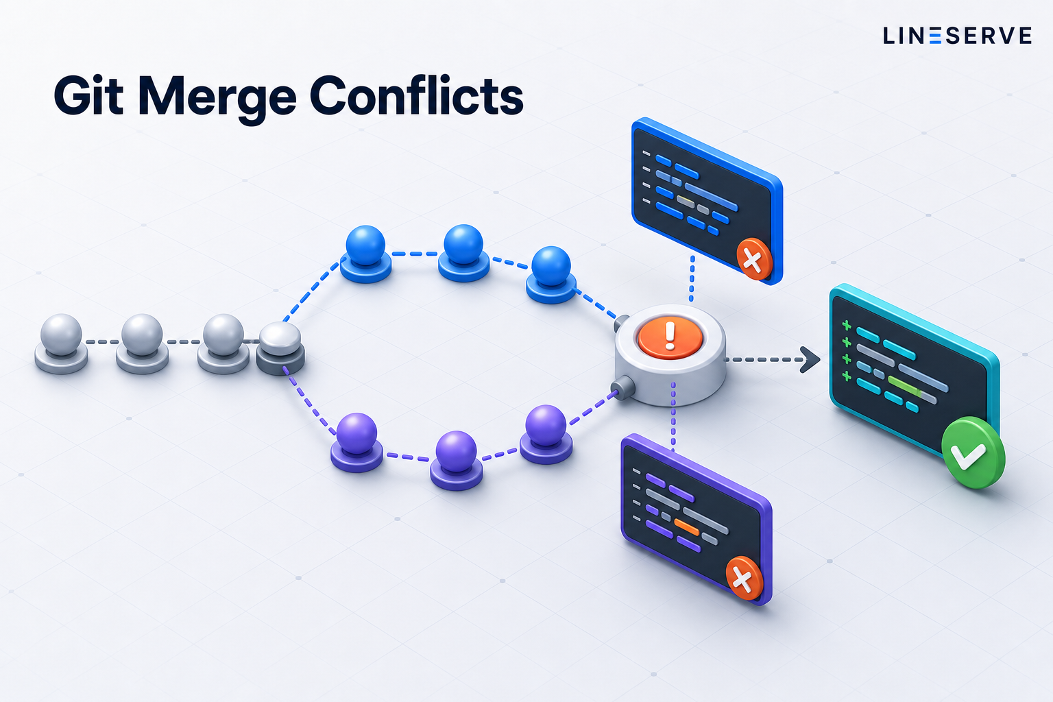 Git Merge Conflicts illustration by Lineserve