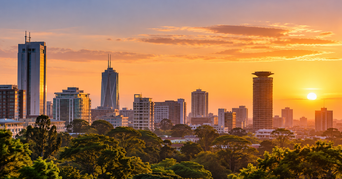 Nairobi skyline at sunset